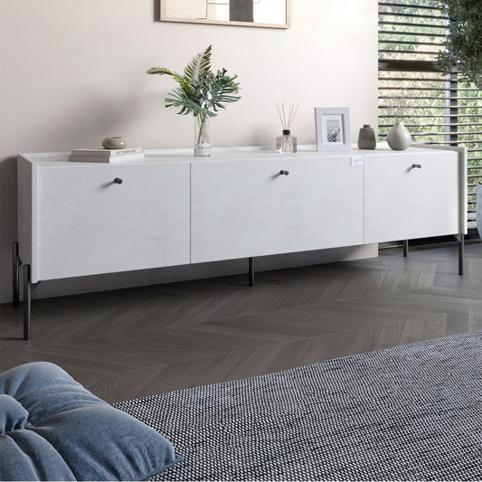 Тумба под телевизор на 3 ящика LION Wood с черными ножками 160х65х40 см Бетон style (LION-043094)