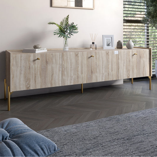 Тумба под телевизор на 3 ящика LION Wood с золотыми ножками 160х65х40 см Дуб Сонома (LION-042994)