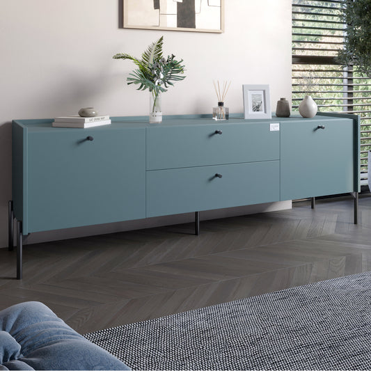 Тумба под телевизор с ящиками LION Wood с черными ножками 160х65х40 см Гранит серый (LION-043125)