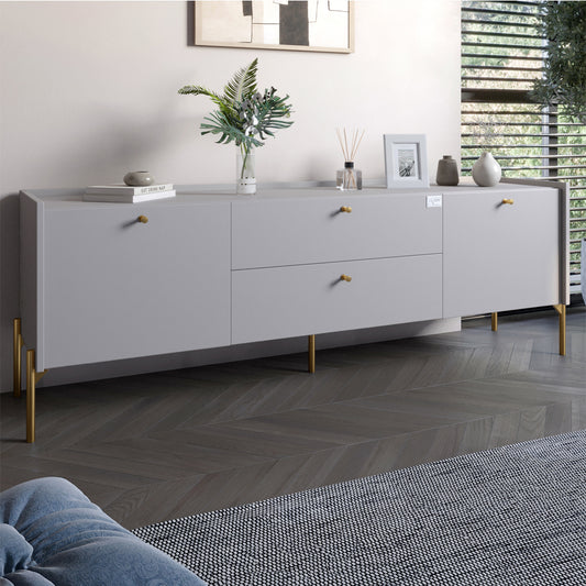 Тумба под телевизор с ящиками LION Wood с золотыми ножками 160х65х40 см Кашемир (LION-043117)