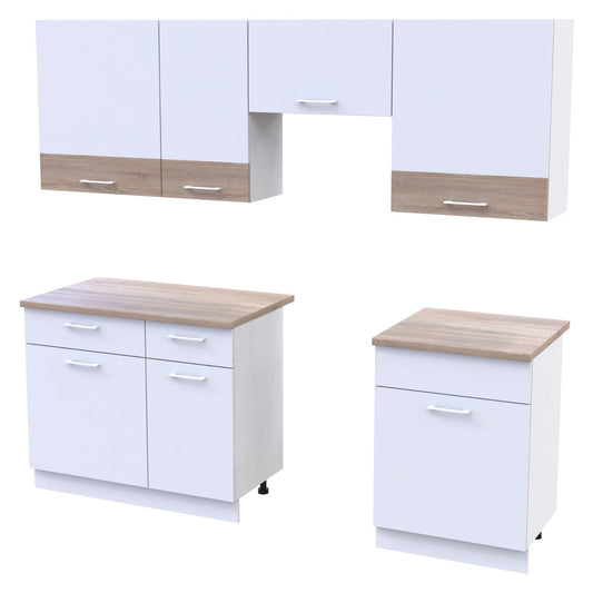 Кухня модульная Doros Лея 220х60х250 см Белый/Дуб cонома (DRS-011336)