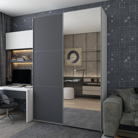 Шкаф-купе двухдверный Doros G-Caiser 160х60х240 см Белый/Графит/Зеркало (DRS-011015)