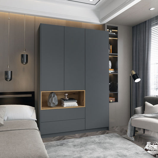 Шкаф для одежды с нишей Doros Дэйл 150х52х220 см Графит/Дуб евок (DRS-011282)