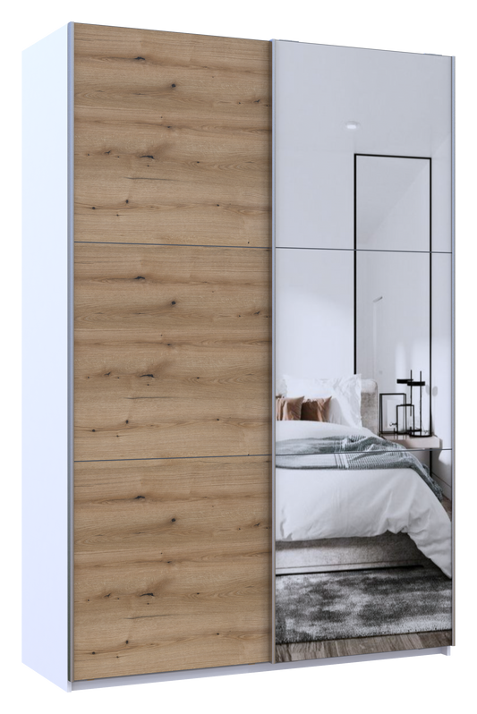 Шкаф-купе двухдверный Doros G-Caiser 160х60х240 см Белый/Дуб евок/1 Зеркало (DRS-011021)