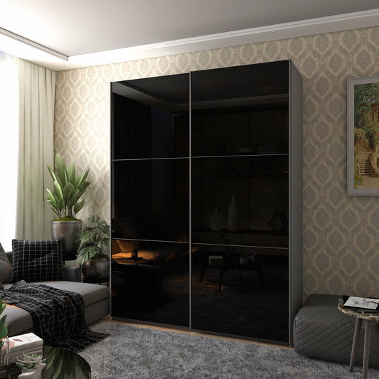 Шкаф-купе двухдверный Doros G-Caiser 180х60х240 см Графит/2 Чорних Скла (DRS-011030)