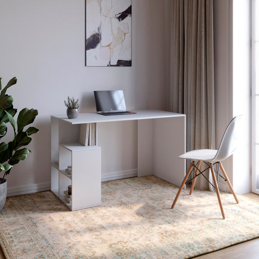 Cтол письменный с полками М-ЗОН Джеко 1200/3 Нимфея Альба (белый) (MZN-031022)