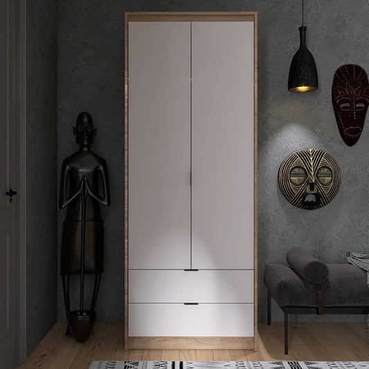 Шкаф для одежды с выдвижными ящиками Эверест Сити-800 80,2х50х204,6 см Дуб сонома/Белый (DTM-071143)