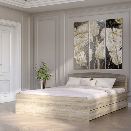 Двуспальная кровать Эверест Астория с двумя ящиками 160х200 см сонома/трюфель (DTM-2489)