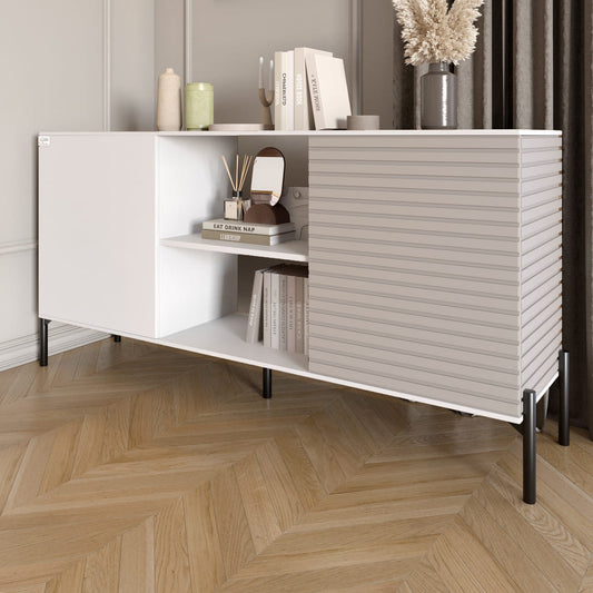 Комод открытый на черных металлических ножках LION Грей Нимфея Альба/Кашемир (LION-042872)