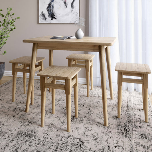 Стол и 4 табурета обеденный комплект для кухни Маями-2 кромка ПВХ 0,45 мм Дуб Аппалачи (LION-041245)