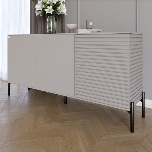 Комод закрыт в гостиную на черных металлических ножках LION Грей 154x38x76,5 см Кашемир/Кашемир (LION-041813)