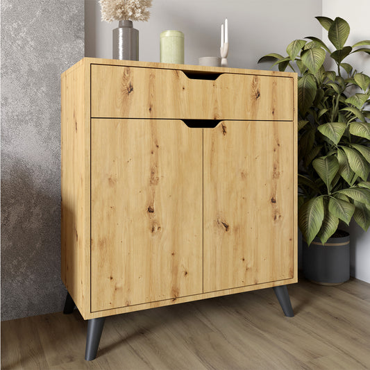 Комод в гостиную с черными ножками М-ЗОН Борн 750 Дуб Артизан (MZN-031048)