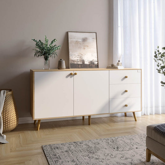 Комод LION Хьюге-5 Дуб Аппалачи/Нимфея Альба (белый) (LION-041101)