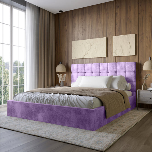 Двуспальная деревянная кровать с мягким изголовьем и подъемным механизмом LION Пикси Silk 401 (Лавандовый) 160х200 см (LION-044280)