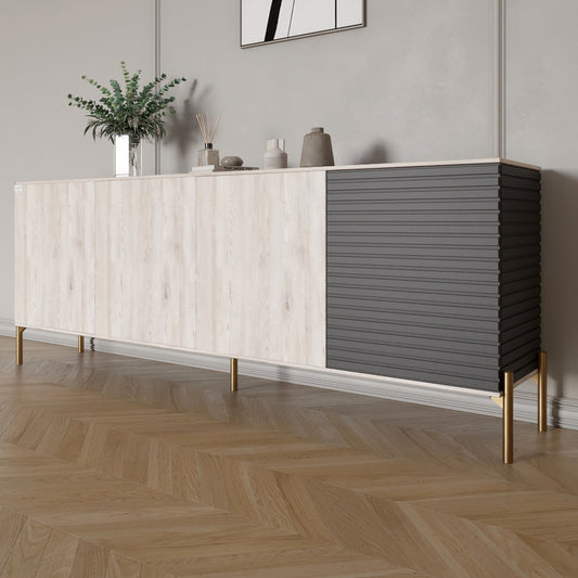 Комод на золотых металлических ножках LION Грей 204x38x76,5 см Самоа Дымчатый/Асфальт (LION-042679)