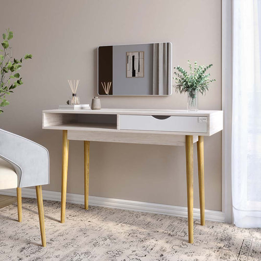 Письменный стол LION Сканди-1 Нимфея Альба (белый)/Самоа дымчатый (LION-041199)