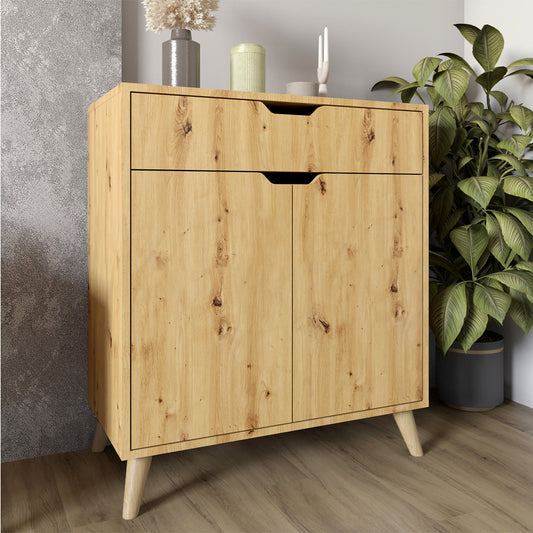 Комод в гостиную с ножками в цвете Орех светлый М-ЗОН Борн 750 Дуб Артизан (MZN-031044)