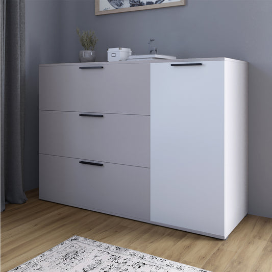 Комод LION Краш с тремя выдвижными ящиками и закрытыми полками Кашемир/Нимфея альба (LION-044146)