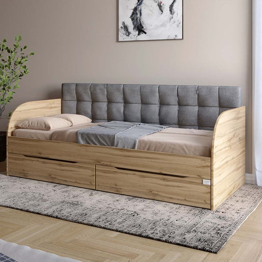 Детская полуторная кровать LION Л-7 с ящиками и ламелями Лили-95 120x200 см Дуб аппалачи (LION-044245)