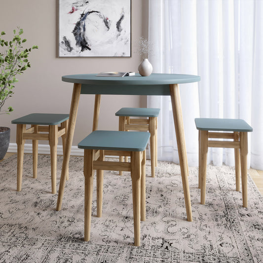 Стол круглый и 4 табурета обеденный комплект для кухни Маями-1 кромка ПВХ 0,45 мм Гранит серый (LION-041220)