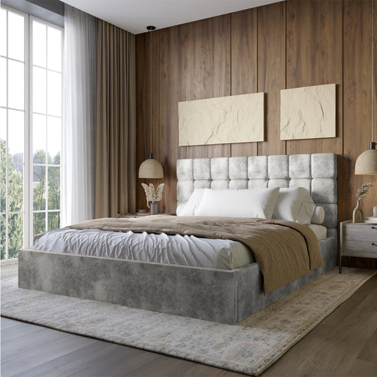 Двуспальная деревянная кровать с мягким изголовьем LION Пикси Silk 101 (Бежевый) 180х200 см (LION-044255)