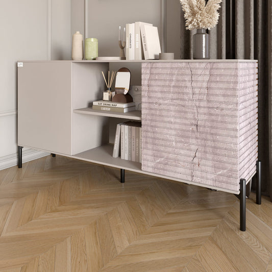 Комод открытый на черных металлических ножках LION Грей Кашемир/Камень (LION-042798)