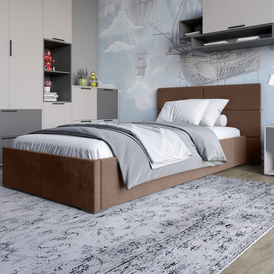 Полуторная кровать LION Краш Лили 12 велюр (коричневый) 120х200 см (LION-044167)