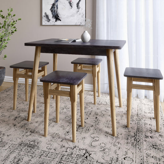 Стол и 4 табурета обеденный комплект для кухни Маями-2 кромка ПВХ 0,45 мм Бетон темный (LION-041239)