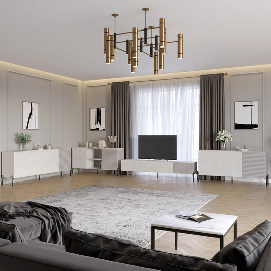 Комплект модульный для гостиной LION Грей 4 элемента с черными металлическими ножками Бетон Style/Кашемир (LION-042843)