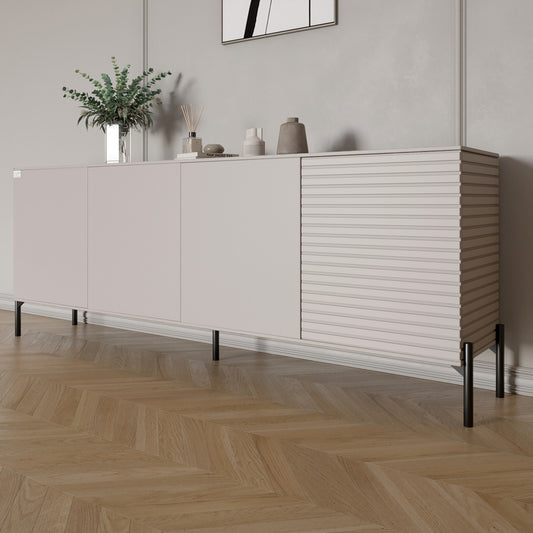 Комод в гостиную на черных металлических ножках LION Грей 204x38x76,5 см Кашемир/Кашемир (LION-042633)