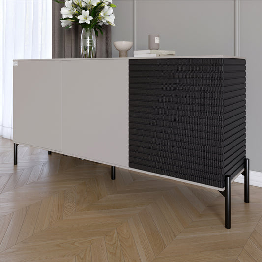 Комод закрыт в гостиную на черных металлических ножках LION Грей Кашемир/Асфальт 1540x380x765 (LION-041567)