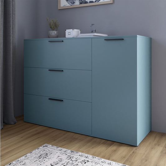 Комод LION Краш с тремя выдвижными ящиками и закрытыми полками Гранит серый (LION-044149)