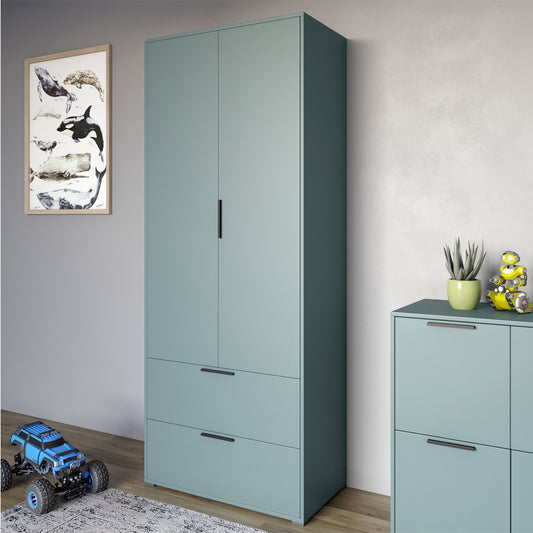 Шкаф распашный двухдверный LION Краш с 2 ящиками Гранит серый (LION-044009)