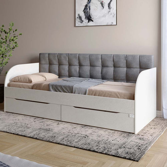 Детская односпальная кровать LION Л-7 с ящиками и ламелями Лили-95 90x200 см Бетон Style (LION-041087)