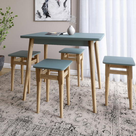 Стол и 4 табурета обеденный комплект для кухни Маями-2 кромка ПВХ 0,45 мм Гранит серый (LION-041233)