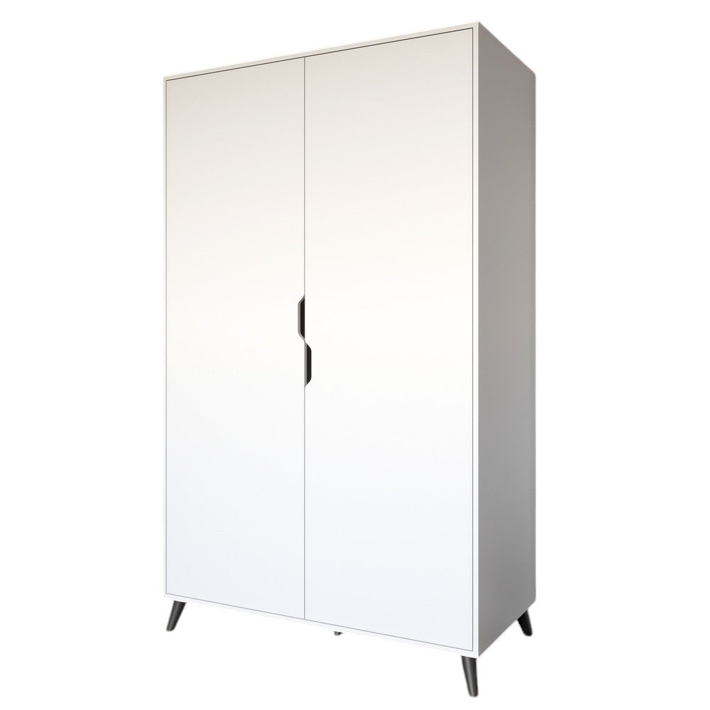 Шкаф двухдверный с черными ножками М-ЗОН Борн 1200 Нимфея Альба (белый) (MZN-031063)