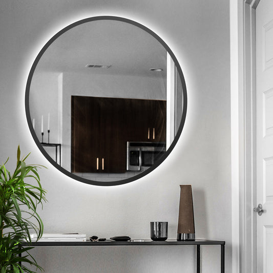 Біле кругле дзеркало з підсвічуванням 800 мм