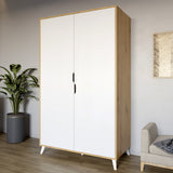 Шкаф двухдверный с белыми ножками М-ЗОН Борн 1200 Дуб Артизан/Нимфея Альба (белый) (MZN-031054)