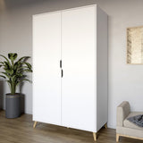 Шкаф двухдверный с ножками цвета светлый орех М-ЗОН Борн 1200 Нимфея Альба (белый) (MZN-031059)