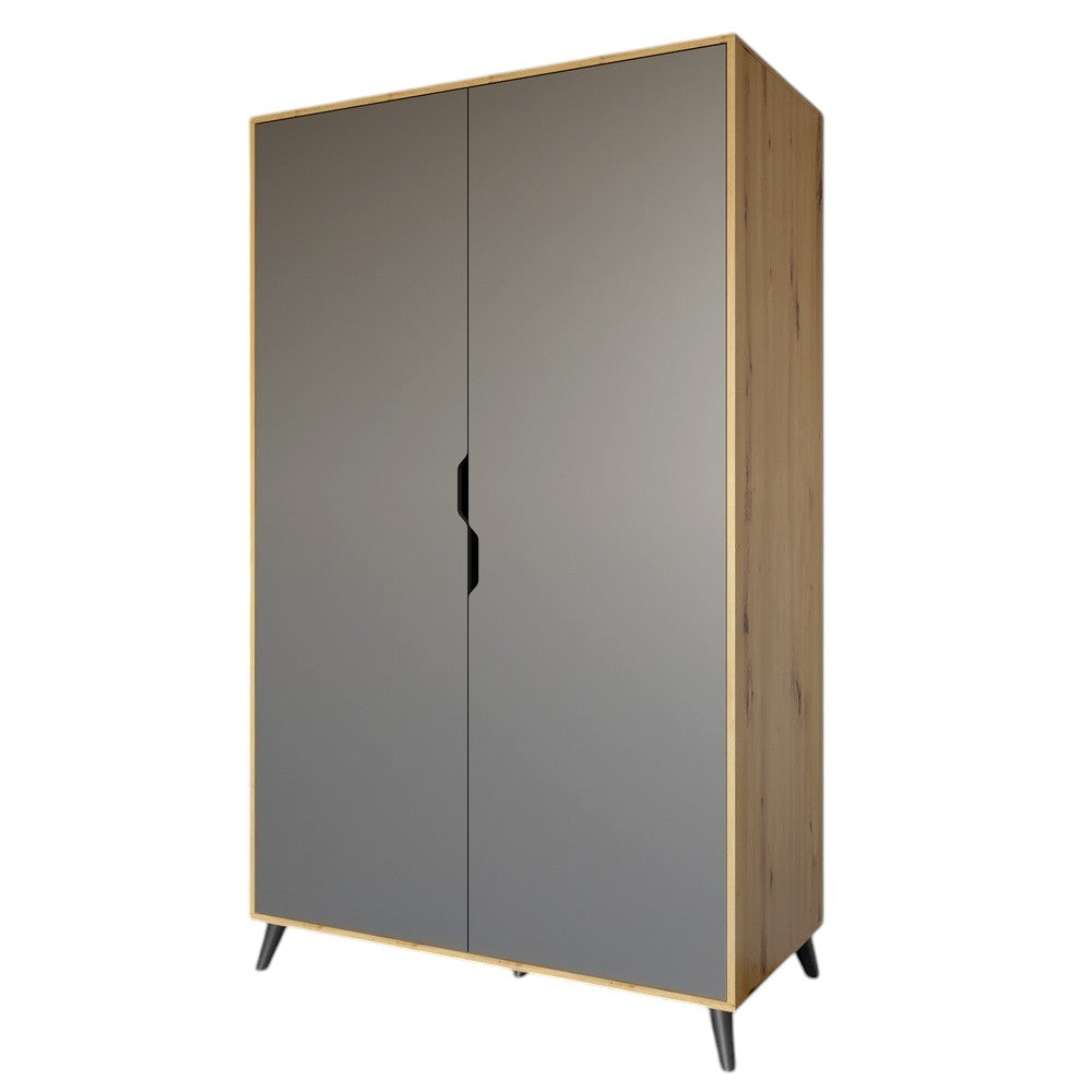 Шкаф двухдверный с черными ножками М-ЗОН Борн 1200 Дуб Артизан/Антрацит (MZN-031061)