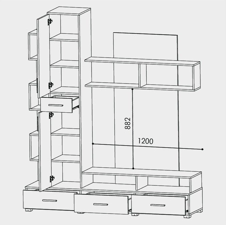 Стенка для гостиной Эверест Бриз + Пенал 18 сонома + трюфель (DTM-2328)