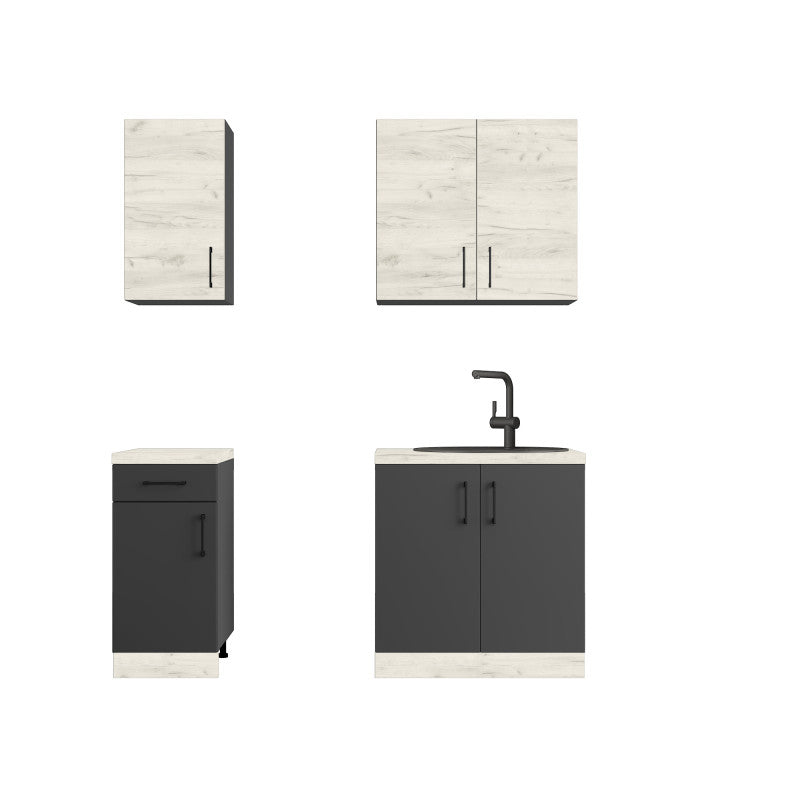 Кухня модульна Эверест Оптима набор №1 Дуб крафт белый+Антрацит 1,8 м (без столешницы) (DTM-5689)