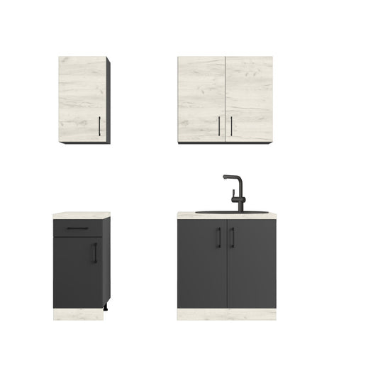 Кухня модульна Эверест Оптима набор №1 Дуб крафт белый+Антрацит 1,8 м (без столешницы) (DTM-5689)