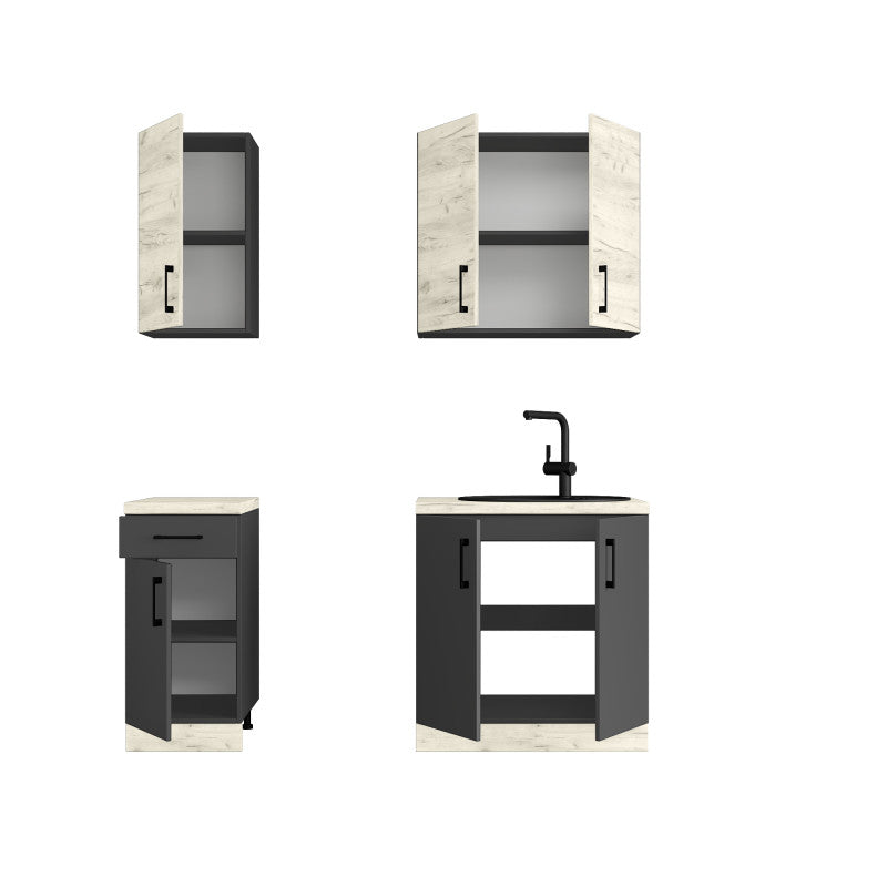 Кухня модульна Эверест Оптима набор №1 Дуб крафт белый+Антрацит 1,8 м (без столешницы) (DTM-5689)