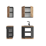 Кухня модульна Эверест Оптима набор №1 Дуб крафт золотой+Антрацит 1,8 м (без столешницы) (DTM-5690)