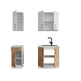 Кухня модульна Эверест Оптима набор №1 Белый+Дуб крафт золотой 1,8 м (без столешницы) (DTM-5691)