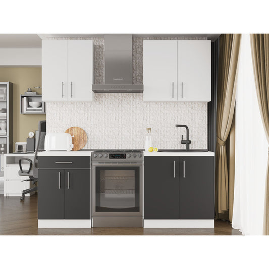 Кухня модульна Эверест Оптима набор №2 Нимфея альба+Антрацит 2 м (без столешницы) (DTM-5697)