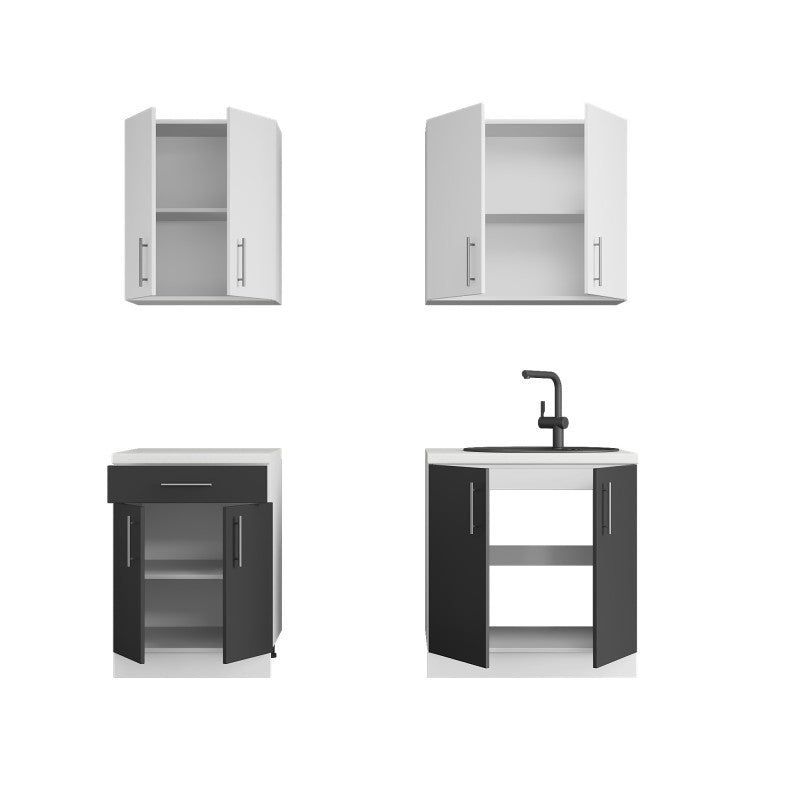 Кухня модульна Эверест Оптима набор №2 Нимфея альба+Антрацит 2 м (без столешницы) (DTM-5697)