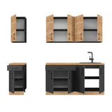 Кухня модульна Эверест Оптима набор №3 Дуб крафт золотой+Антрацит 2,6 м (без столешницы) (DTM-5700)