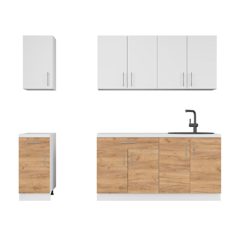 Кухня модульна Эверест Оптима набор №3 Нимфея альба+Дуб крафт золотой 2,6 м (без столешницы) (DTM-5701)